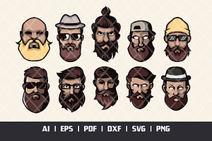 Bearded Man Head Collection Logo