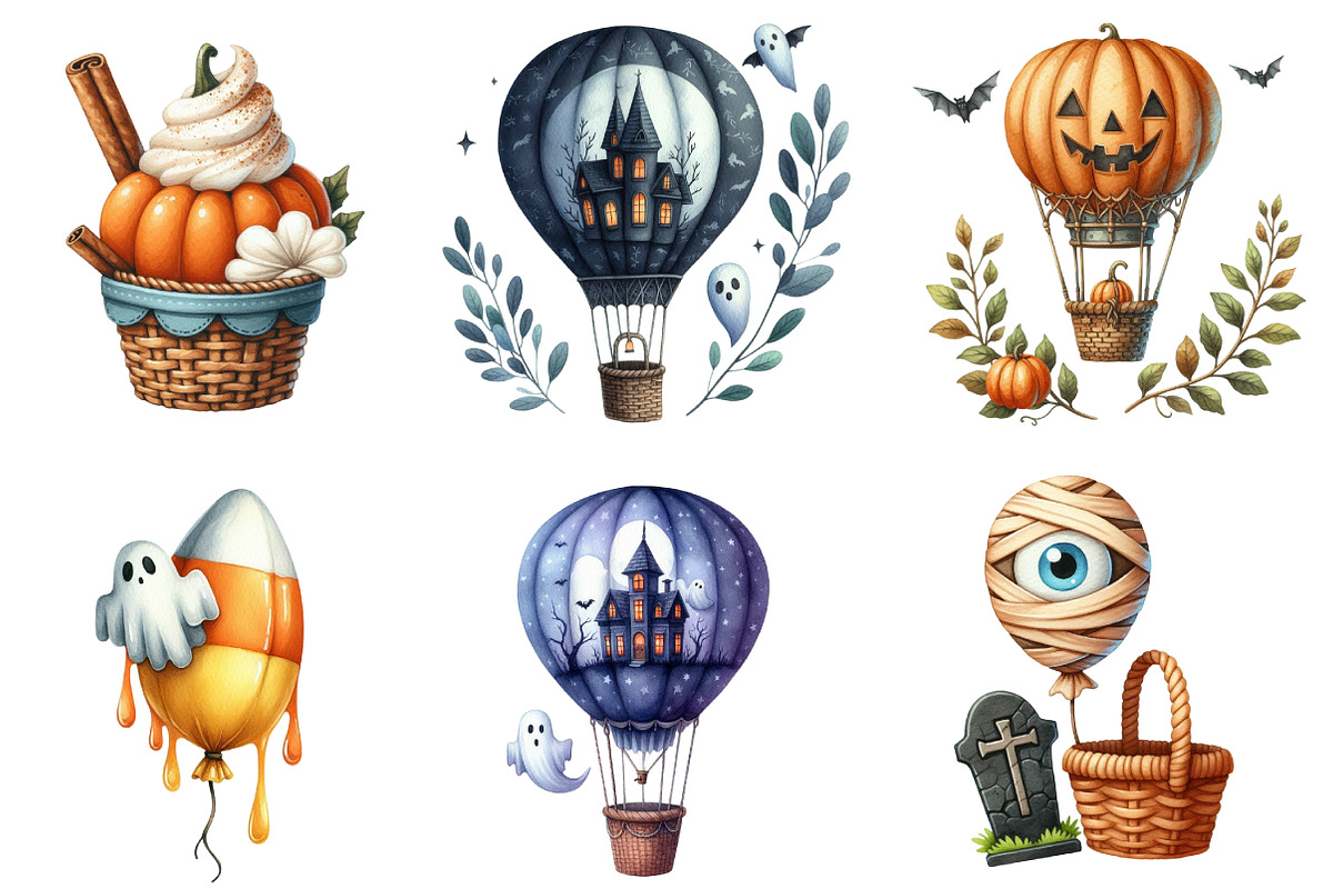 Halloween on Beach Clipart Bundle, an Illustration by DreamArtGraphic (Photo 2 of 5)