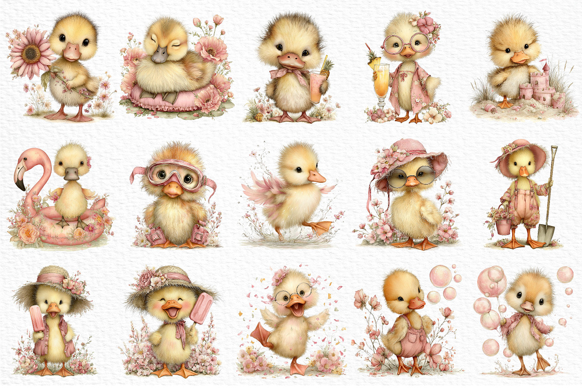 Summer Funny Ducklings Clipart, an Illustration by Craft Nest (Photo 6 of 12)