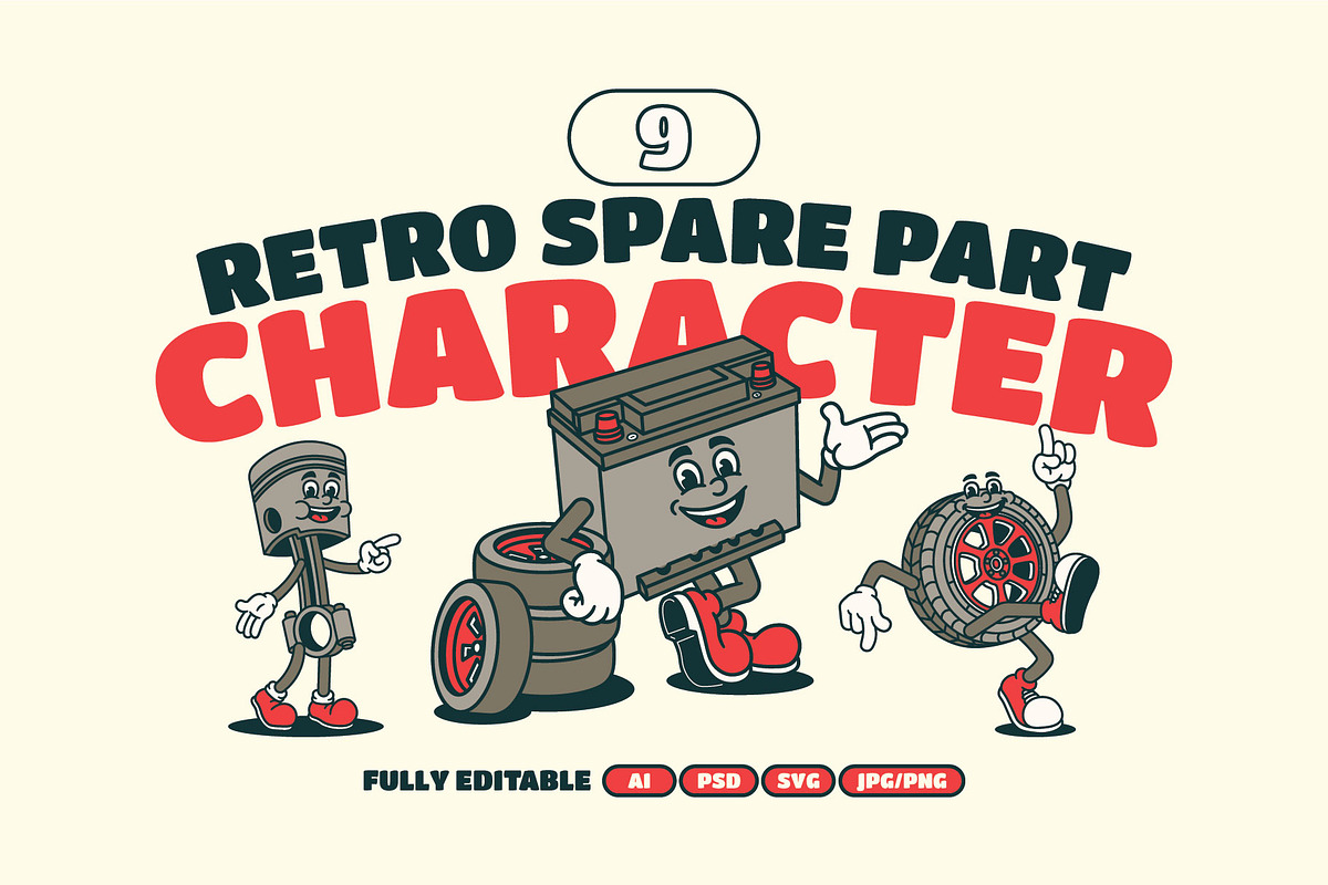 Retro Spare Part Illustration, an Object Illustration by Decoconio Design (Photo 1 of 5)