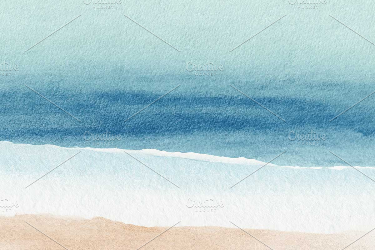 water watercolour abstract beach, an Illustration by VetalStock (Photo 4 of 6)