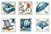Blue Summer 1920 Postage Stamp png, an Illustration by Dream Creation (Thumbnail 2 of 6)