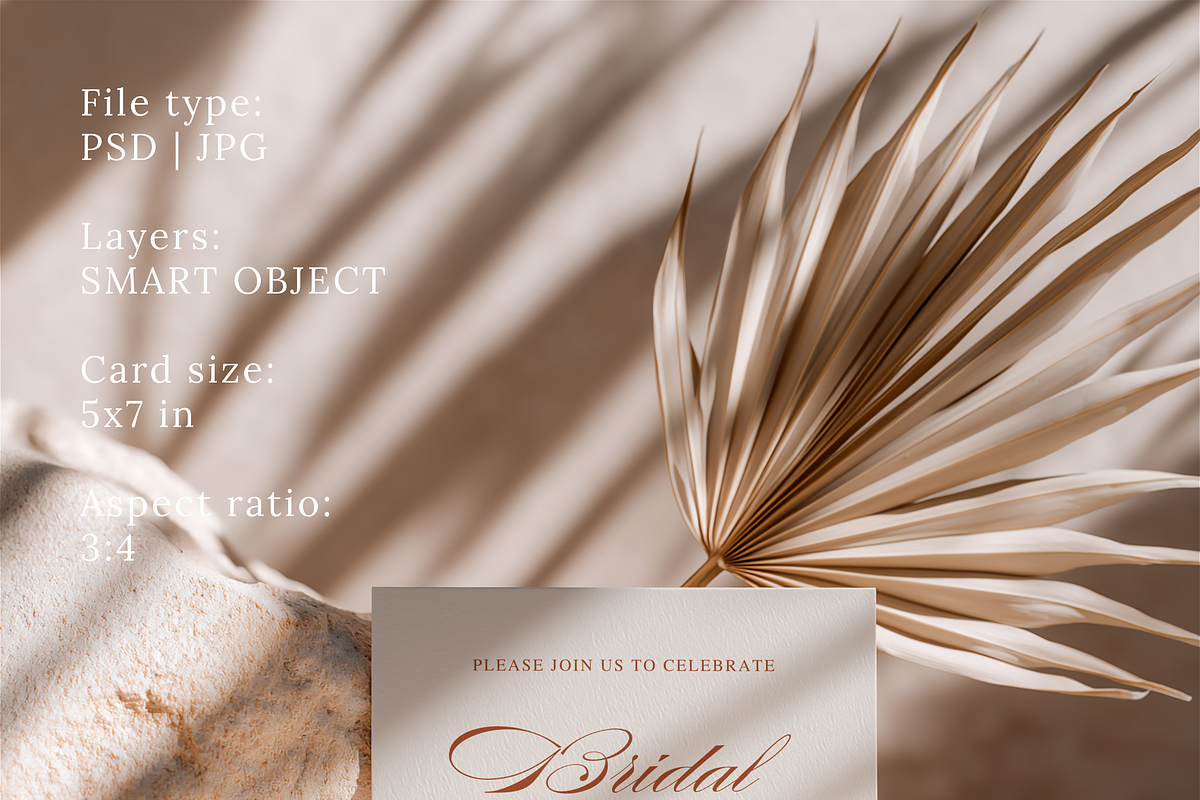 Neutral Boho Invitation Card Mockup, a Product Mockup by Serenefeeling (Photo 3 of 6)