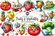 Funny Fruits & Vegetables Clipart, an Illustration by SinaCreation (Thumbnail 1 of 5)