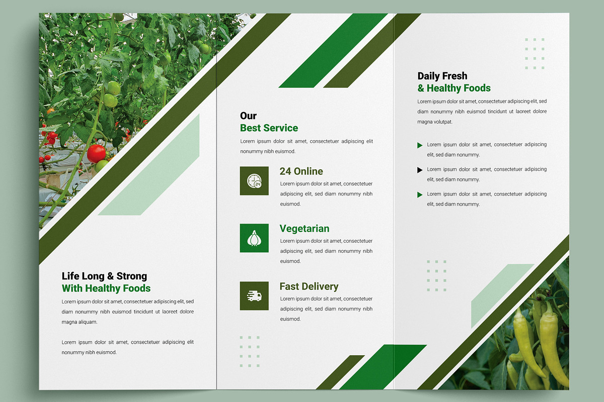 Vegetarian Food Trifold Brochure, a Brochure Template by MightyDesign (Photo 4 of 7)