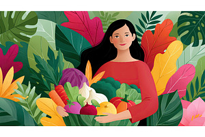 Woman nutritionist holds vegetables