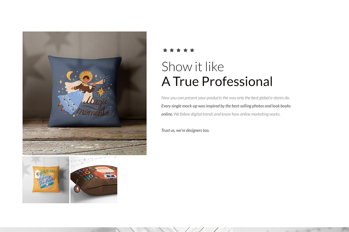 Xmas Pillows Covers 14xMock-ups, a Print Template by Mocca Mockups Store (Photo 3 of 7)