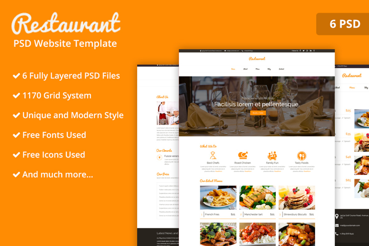 Orange Restaurant PSD Template, a Websites & App Template by WebbyTemplates (Photo 1 of 7)
