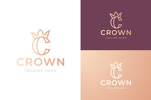 Letter C Logo Crown Linear Gold, a Branding & Logo Template by Signatoro