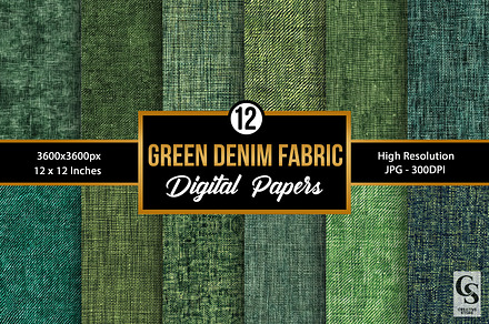 Green Denim Texture Digital Papers, a Texture Graphic by Creative Store