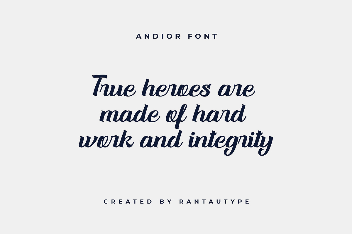 Andior Bold Script Font, a Script Font by RantautypeStudio (Photo 8 of 13)