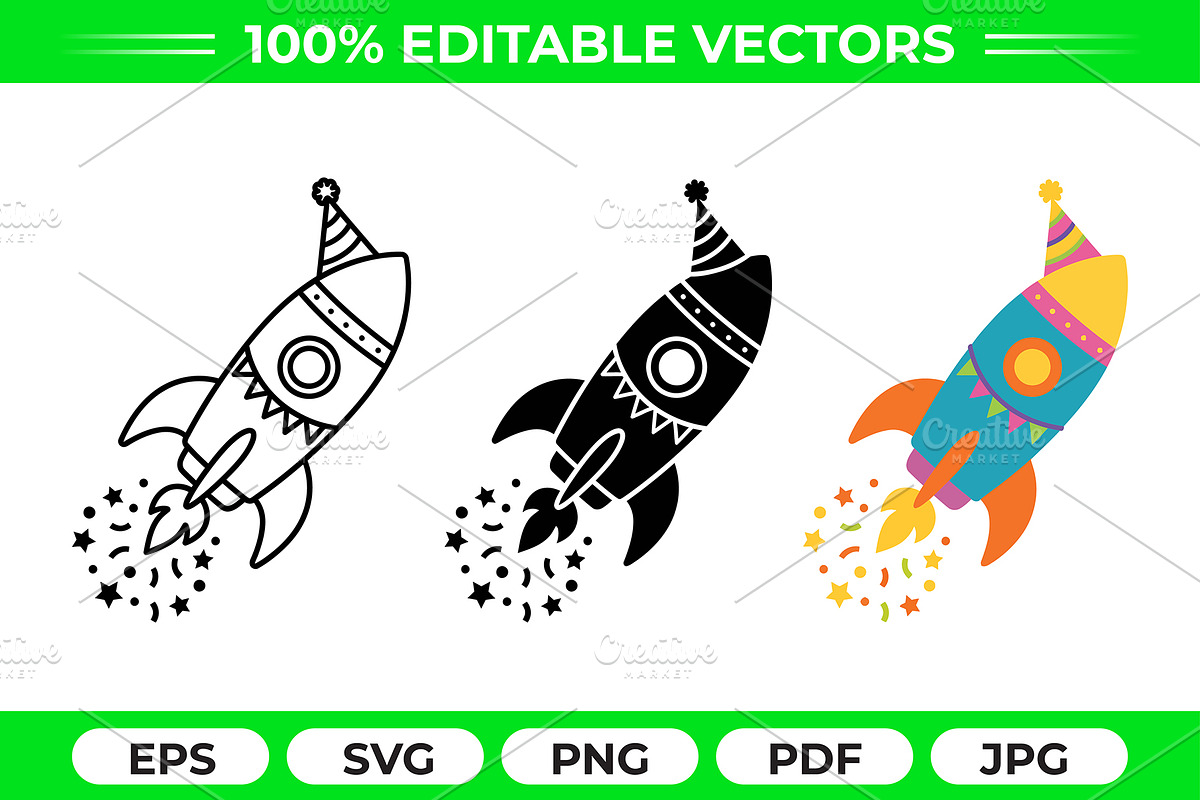 Party Rocket Vector Trio Pack, an Object Graphic by Artonix (Photo 1 of 3)