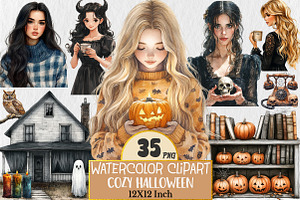 Cozy Halloween Clipart, an Illustration by Rose Art