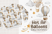 Hot Air Balloon watercolor clip art, a Decorative Illustration by Fedulova Art (Thumbnail 1 of 16)