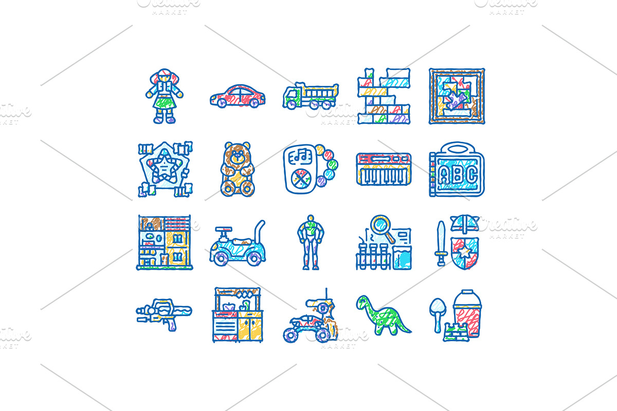 toy baby child game play icons hand, an Object Illustration by pikepicture