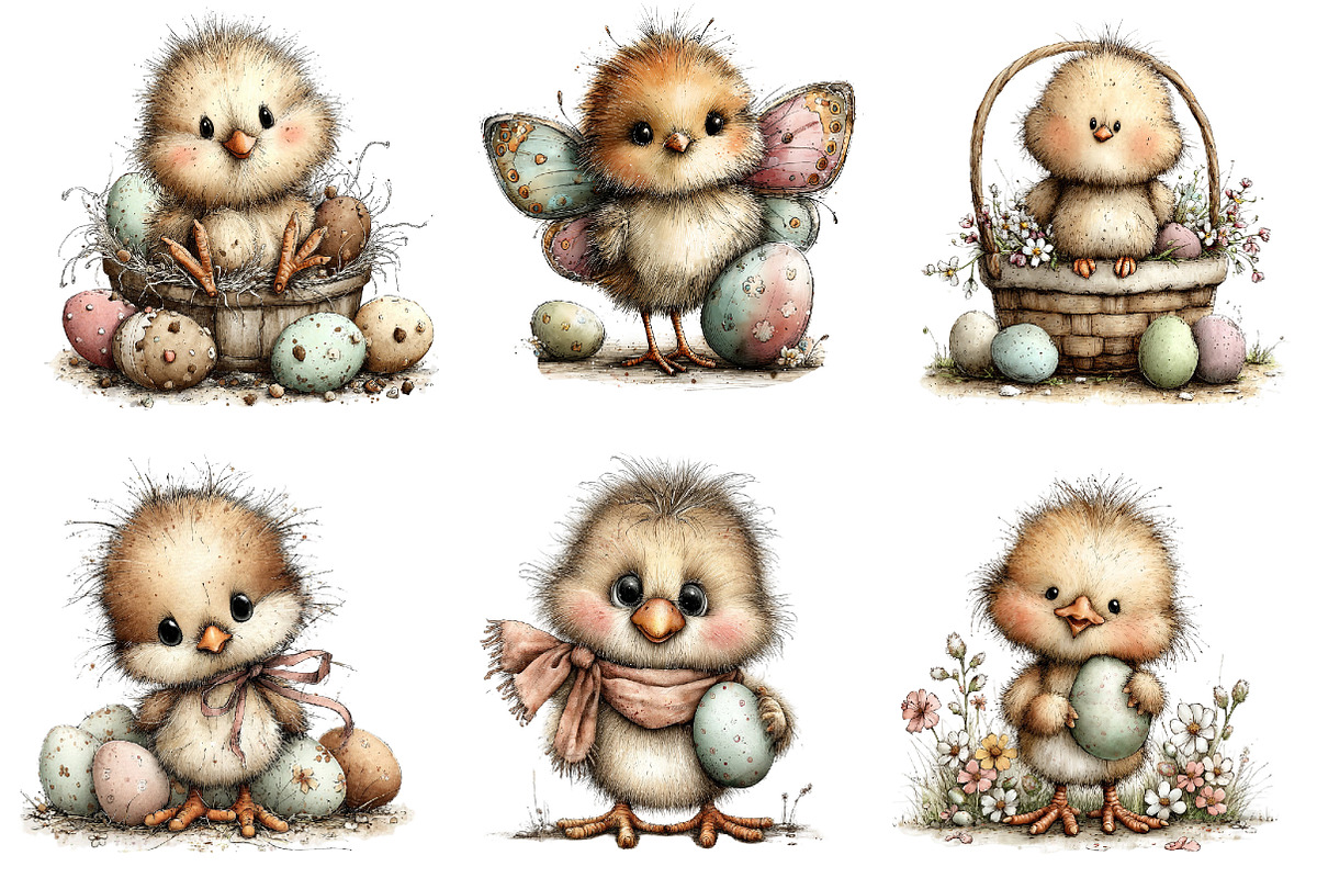 Whimsical Easter Chick Clipart, an Illustration by Dream Creation (Photo 4 of 6)