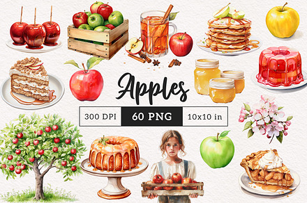 Apple Collection Clipart Bundle, a Food Illustration by PaintPixelCo