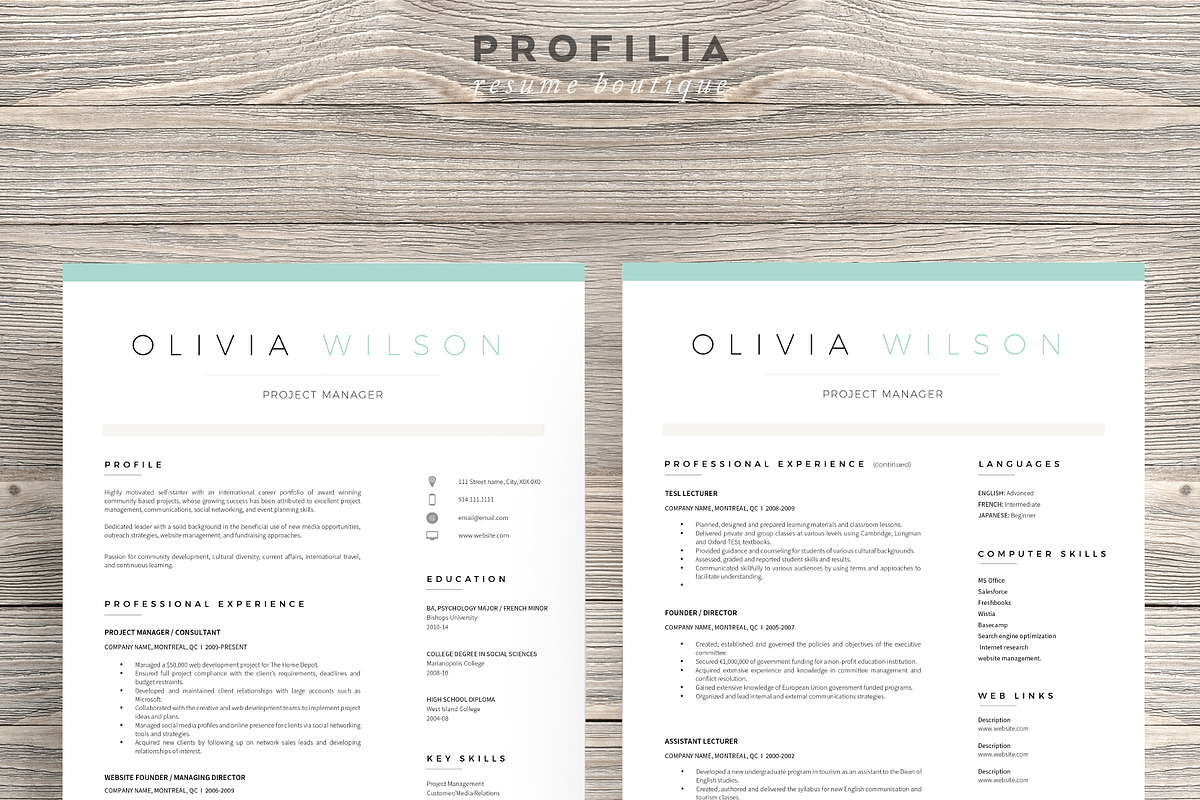 Resume Bundle-Personal branding, a Resume Template by Profilia Resume Boutique (Photo 4 of 5)