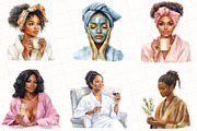 Black Girl Spa Day Clipart, an Illustration by OK Design (Thumbnail 2 of 5)