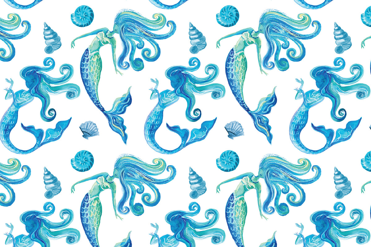Mermaids Illustrations & Patterns, a Graphic by KT Art & Design (Photo 7 of 8)
