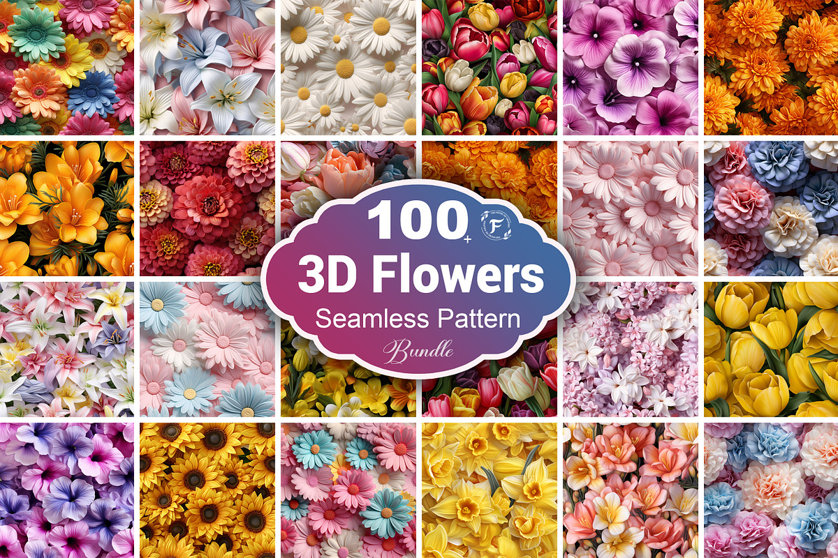 3D Flower Seamless Pattern, a Pattern Graphic by Forhadx5 (Photo 1 of 13)