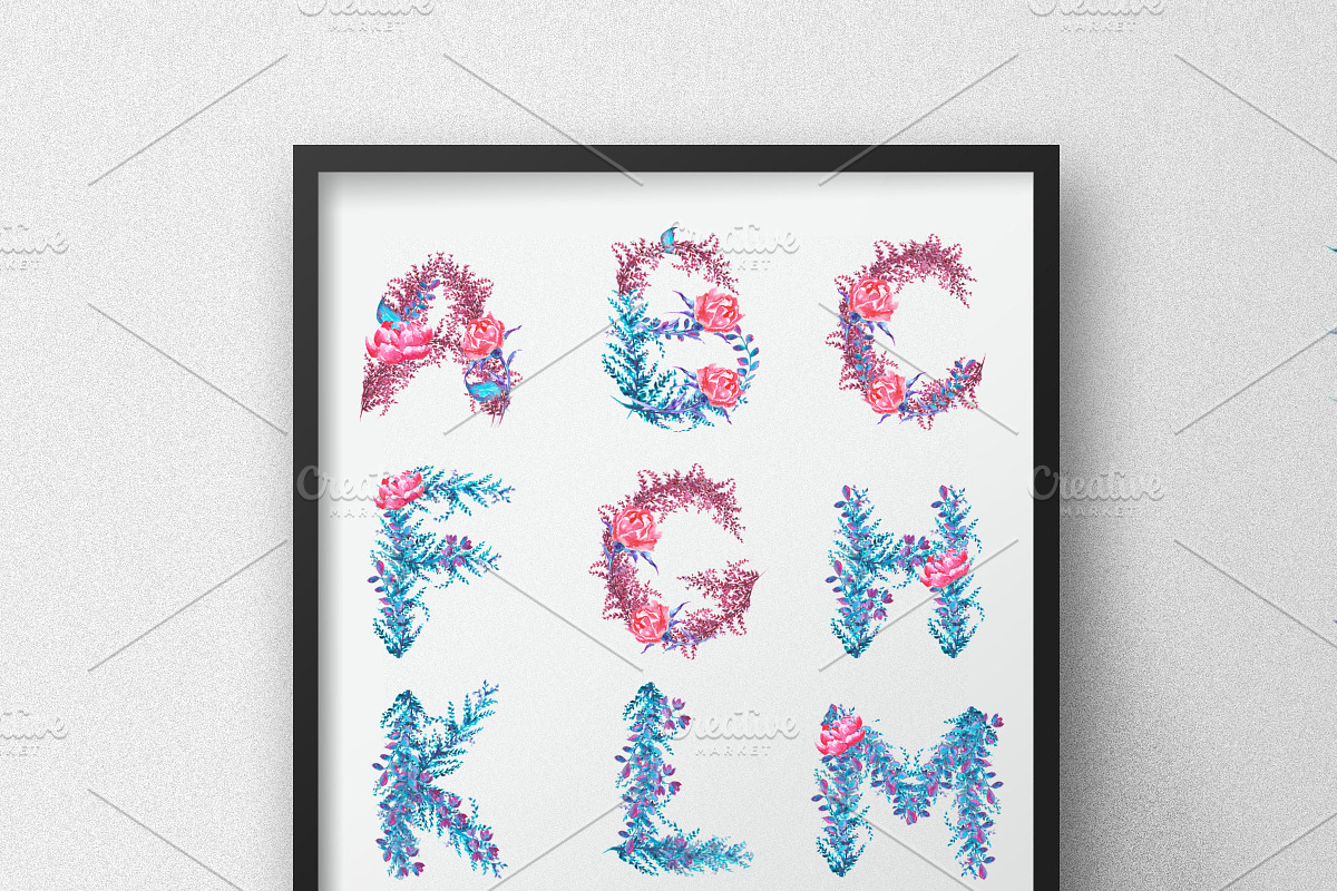 Floral watercolor alphabet., an Object Graphic by moto_cat (Photo 1 of 3)