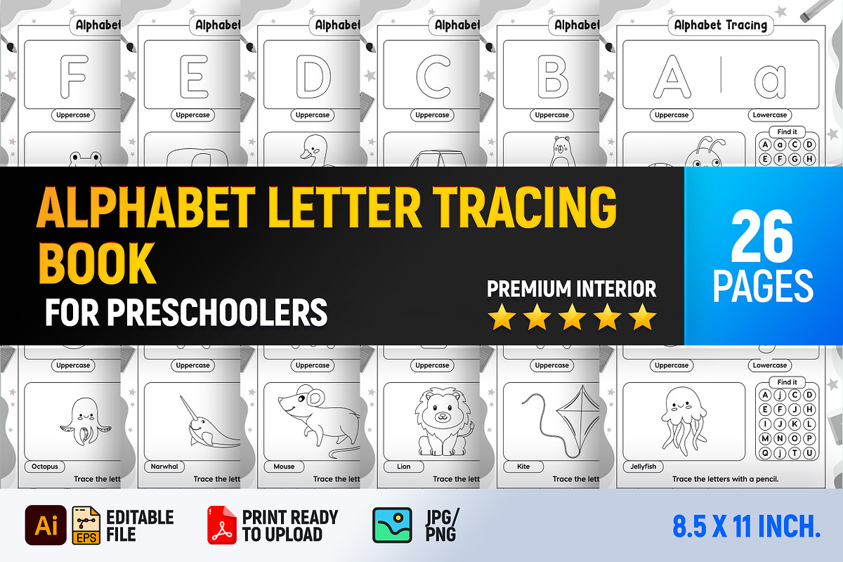 Alphabet Letter Tracing Book, a Templates & Theme by Book2bees (Photo 1 of 5)