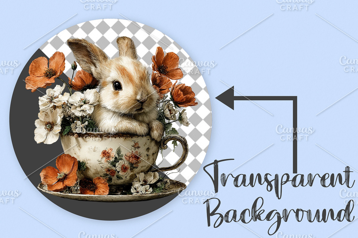 Whimsical Easter Bunny Clipart PNG, an Illustration by Canvas Craft (Photo 2 of 7)