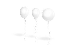 5 White Helium Balloons 3D Model