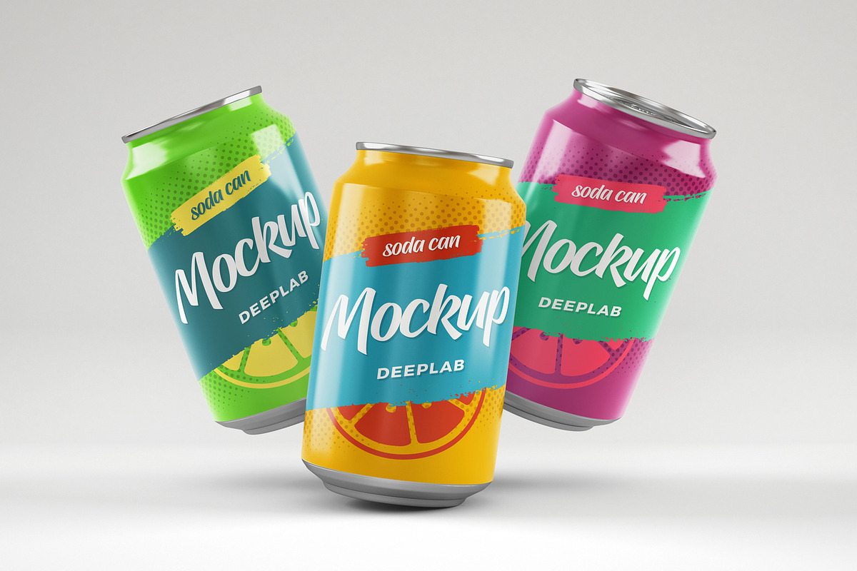 Soda Can Mockup Set, a Packaging Mockup by Deeplab (Photo 17 of 17)