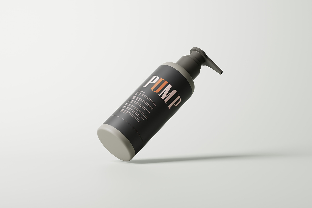 Greige Plastic Pump Bottle Mockups, a Packaging Mockup by MockupFree.Net (Photo 8 of 9)