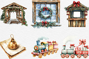 Christmas Train Station Clipart, an Illustration by Black Bird Studio (Thumbnail 5 of 6)