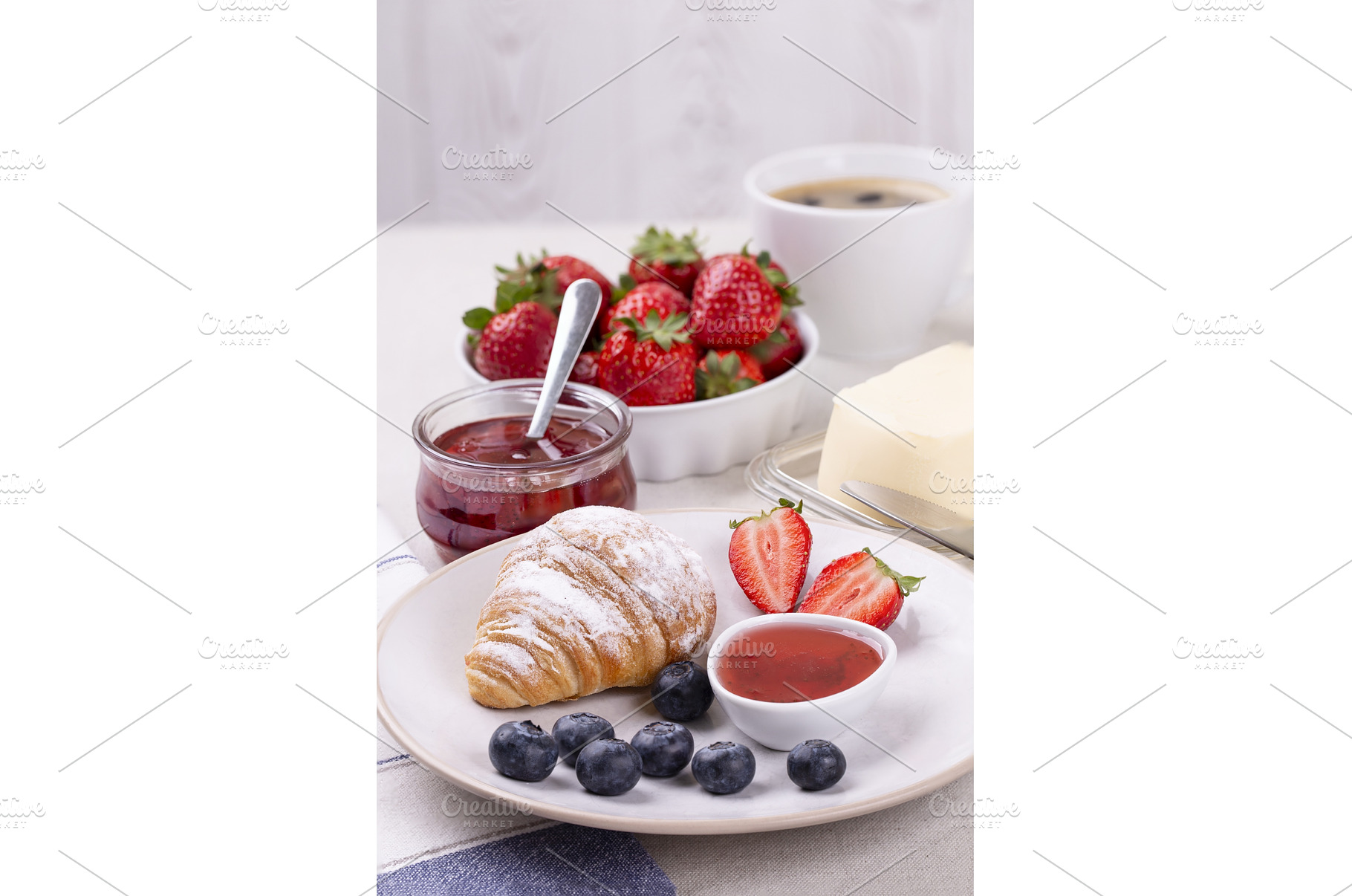 Breakfast with fresh croissant and, a Food & Drink Photo by Diary of impressions