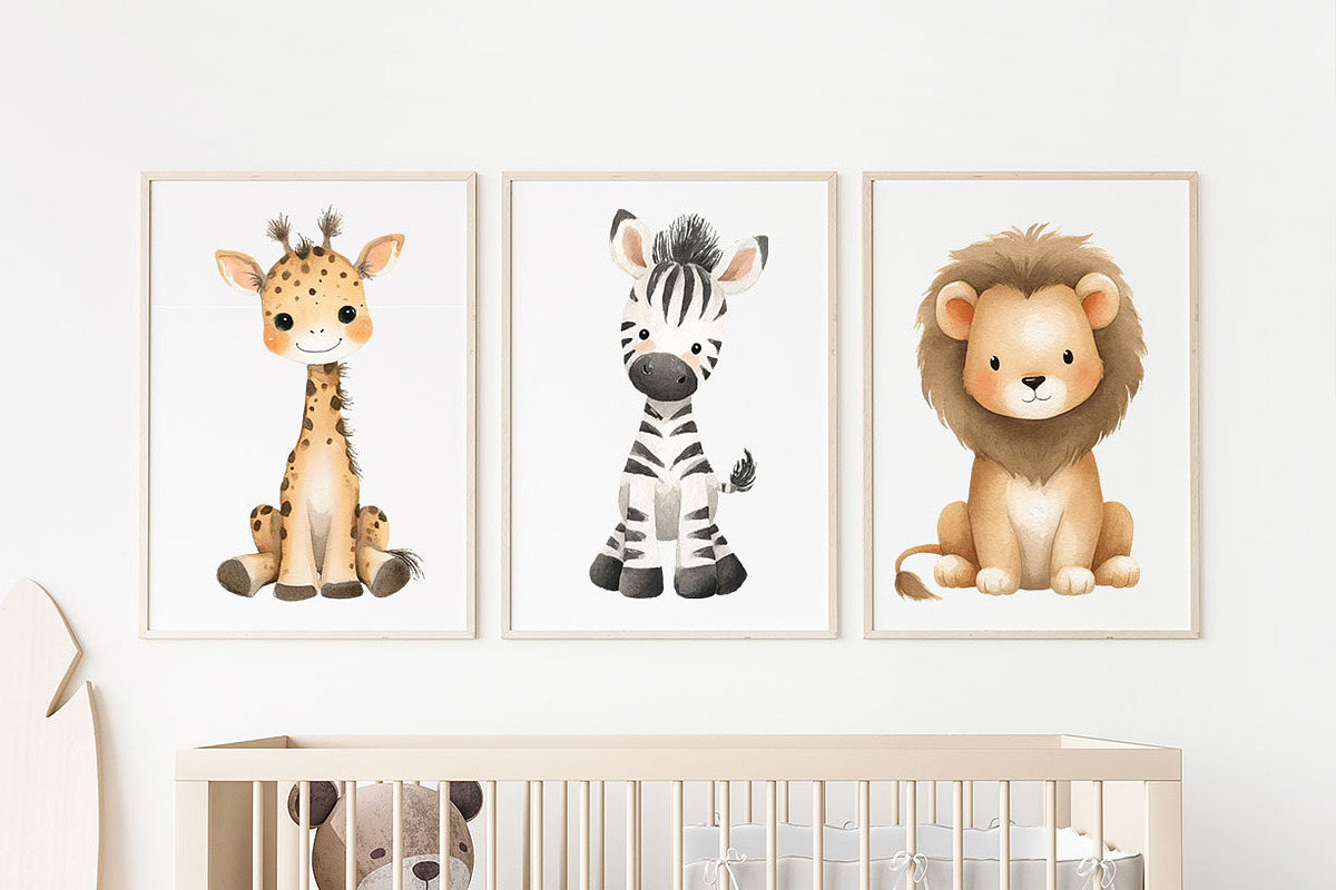 Cute Safari Animals Watercolor, an Animal Illustration by Deckar_art (Photo 3 of 6)
