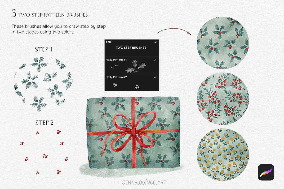 Procreate Brushes - Pattern Brushes, a Brush Add-On by Jenny Quince (Photo 7 of 13)