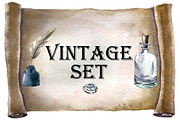 Watercolor vintage clip art., a Decorative Illustration by Vikeriya (Thumbnail 1 of 3)