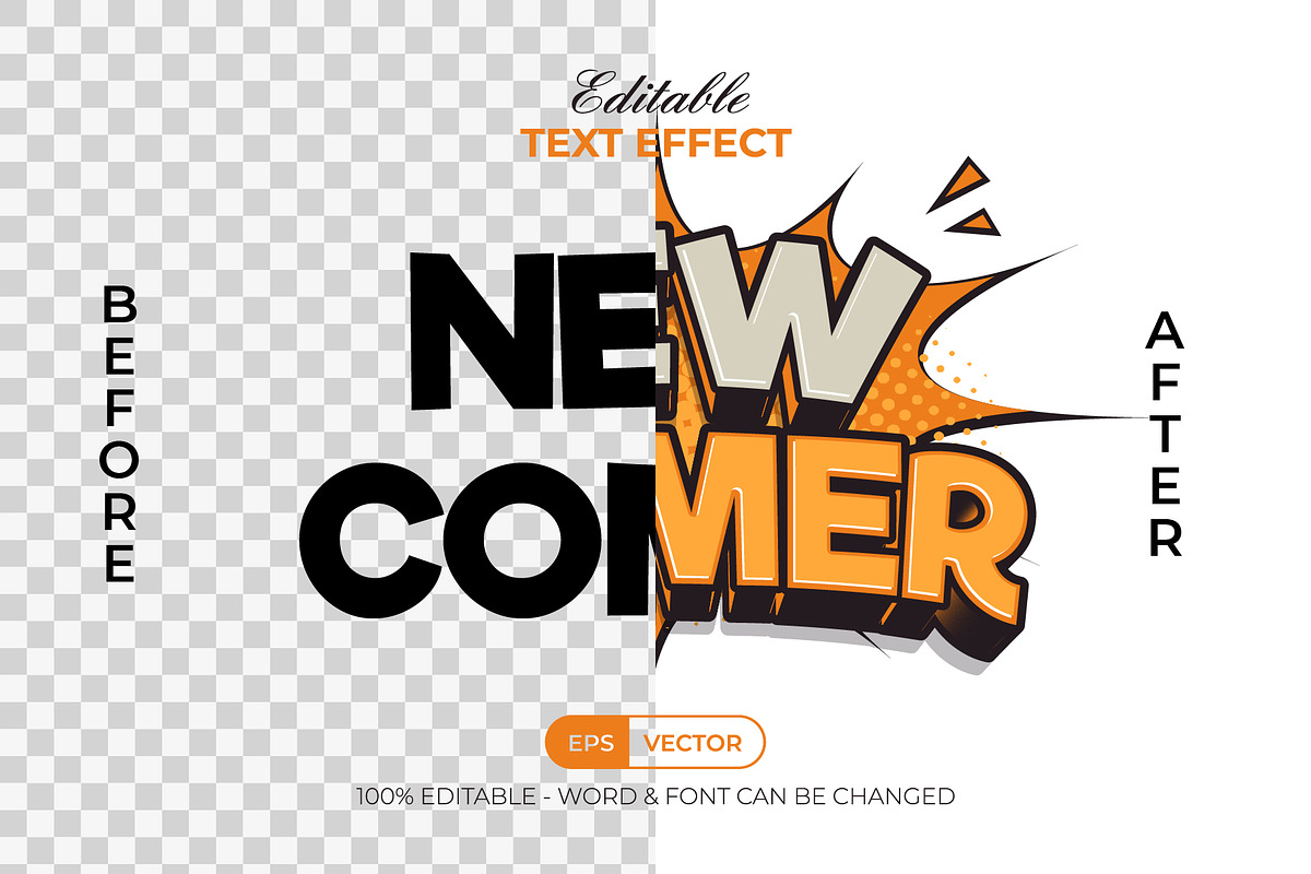 New Comer Text Effect Comic Style, a Layer Style Add-On by Mockmenot (Photo 2 of 2)