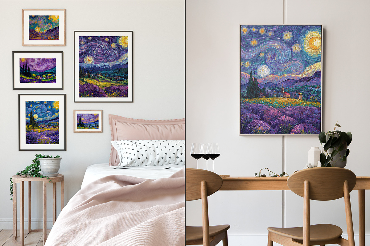 Starry Lavender Field Illustration, a Decorative Illustration by Housui Patterns (Photo 5 of 12)