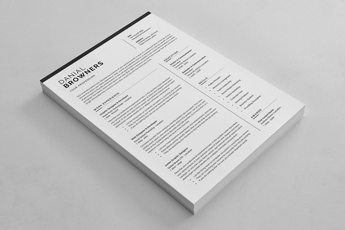 Resume Template, a Resume Template by DesignDevisers (Photo 6 of 12)