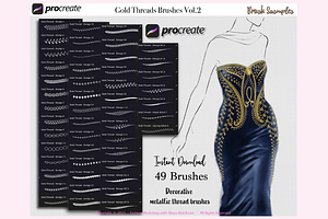 49 GOLD THREAD 2 Procreate Brushes