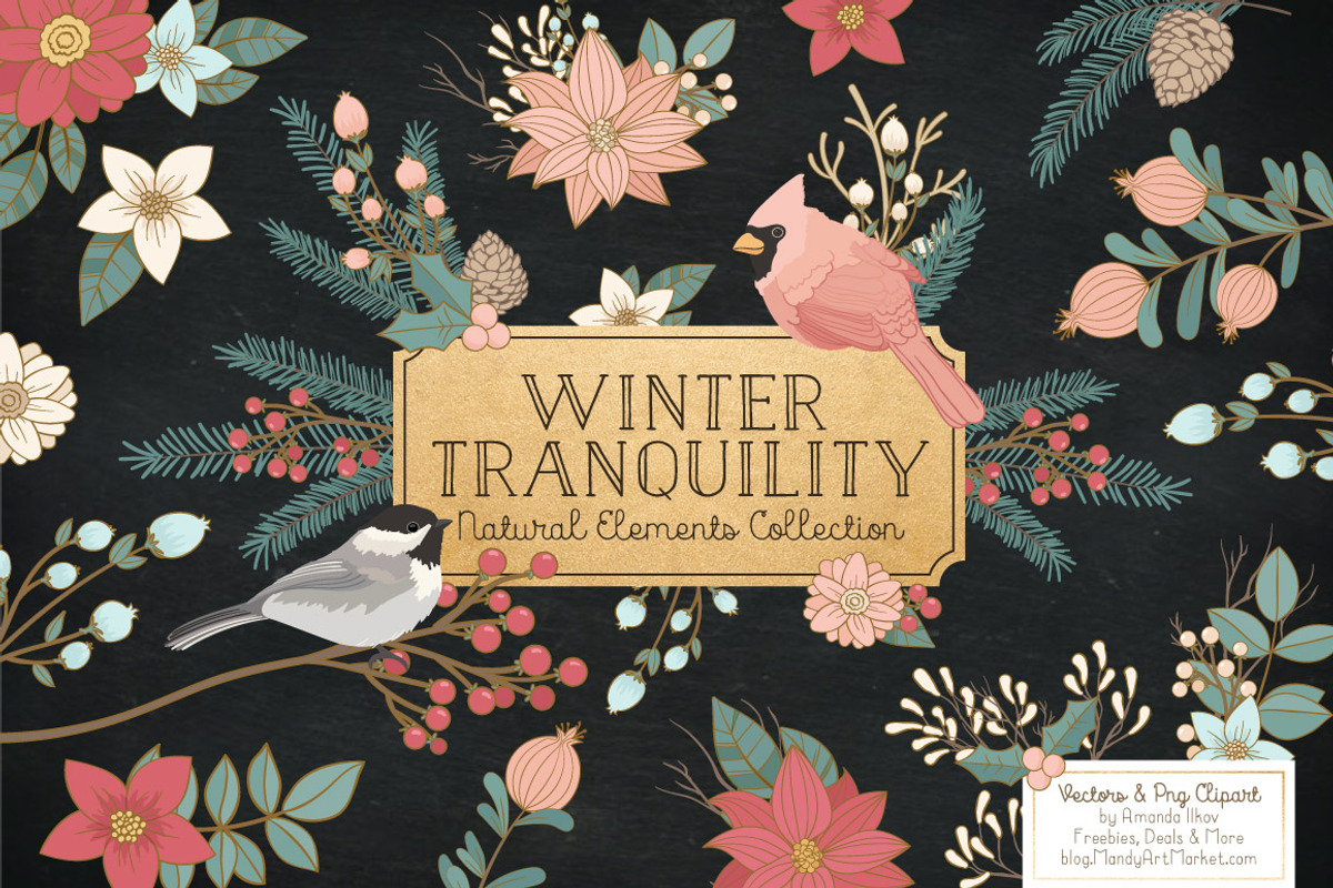 Soft Christmas Leaves and Branches, an Illustration by Amanda Ilkov (Photo 1 of 5)