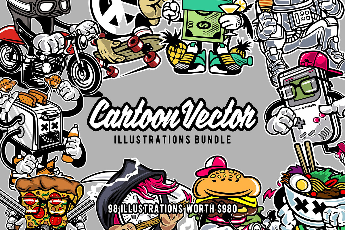98 Cartoon Vector Bundle, an Illustration by roach_graphic (Photo 1 of 15)