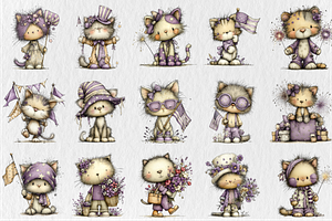 Whimsical 4th of July Cats Clipart, a Seasonal Illustration by Rose Art