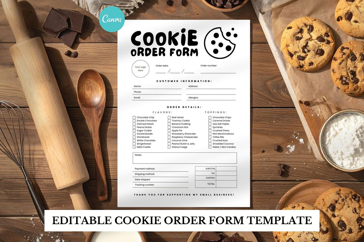 Cookie Order Form Editable Template