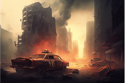 postapocalyptic cityscape, with, an Architecture Photo by Sergey Kotenev