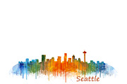 Seattle City Watercolor Skyline v2, an Illustration by HQPhoto Store (Thumbnail 1 of 2)