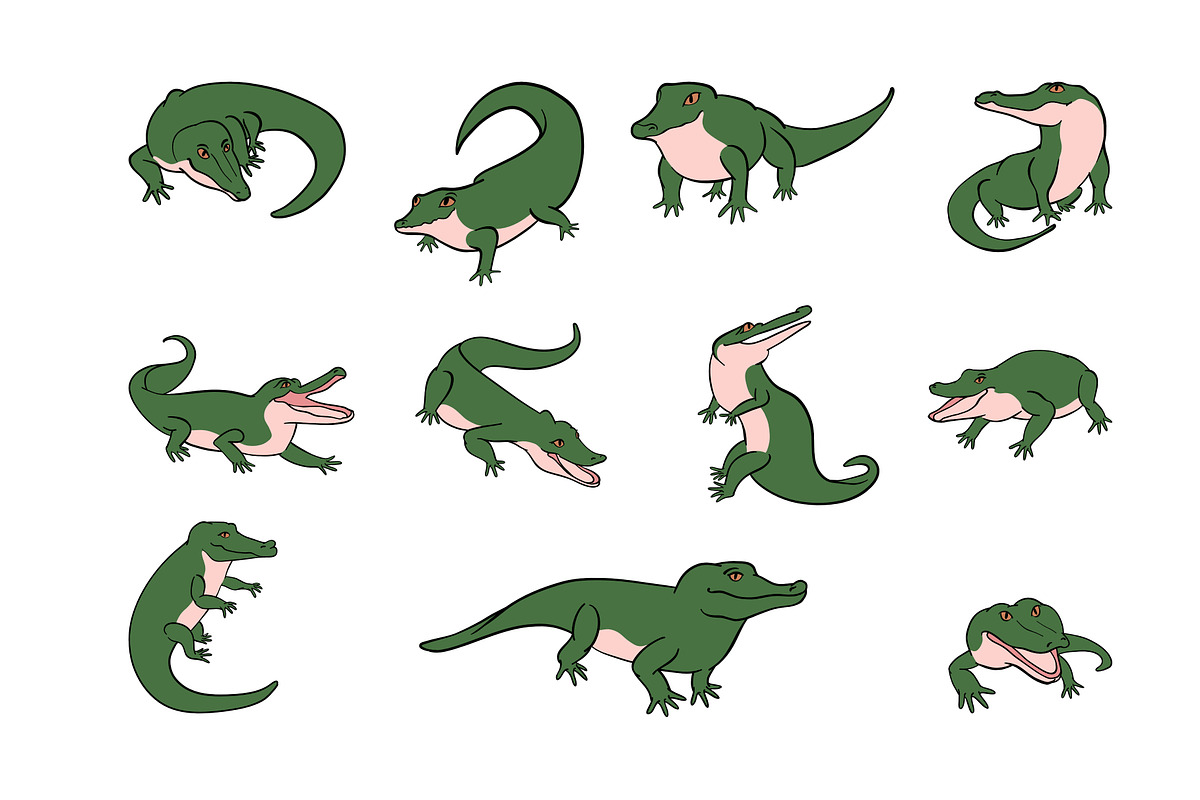 Crocodile collection, an Animal Illustration by Anada Arty