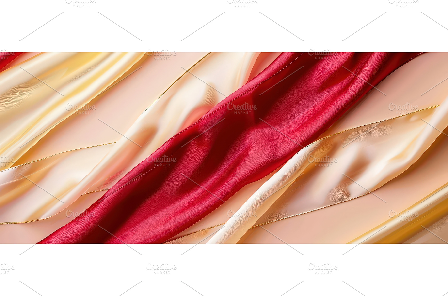 Luxurious red and gold satin ribbons, an Abstract Photo by piter.goskov