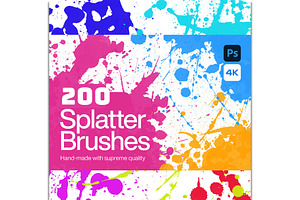 200 Realistic Splatter Brushes, a Brush Add-On by Chipshpow Graphics