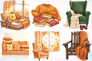 Watercolor Fall Reading Nook Clipart, an Illustration by Canvas Craft (Thumbnail 3 of 4)